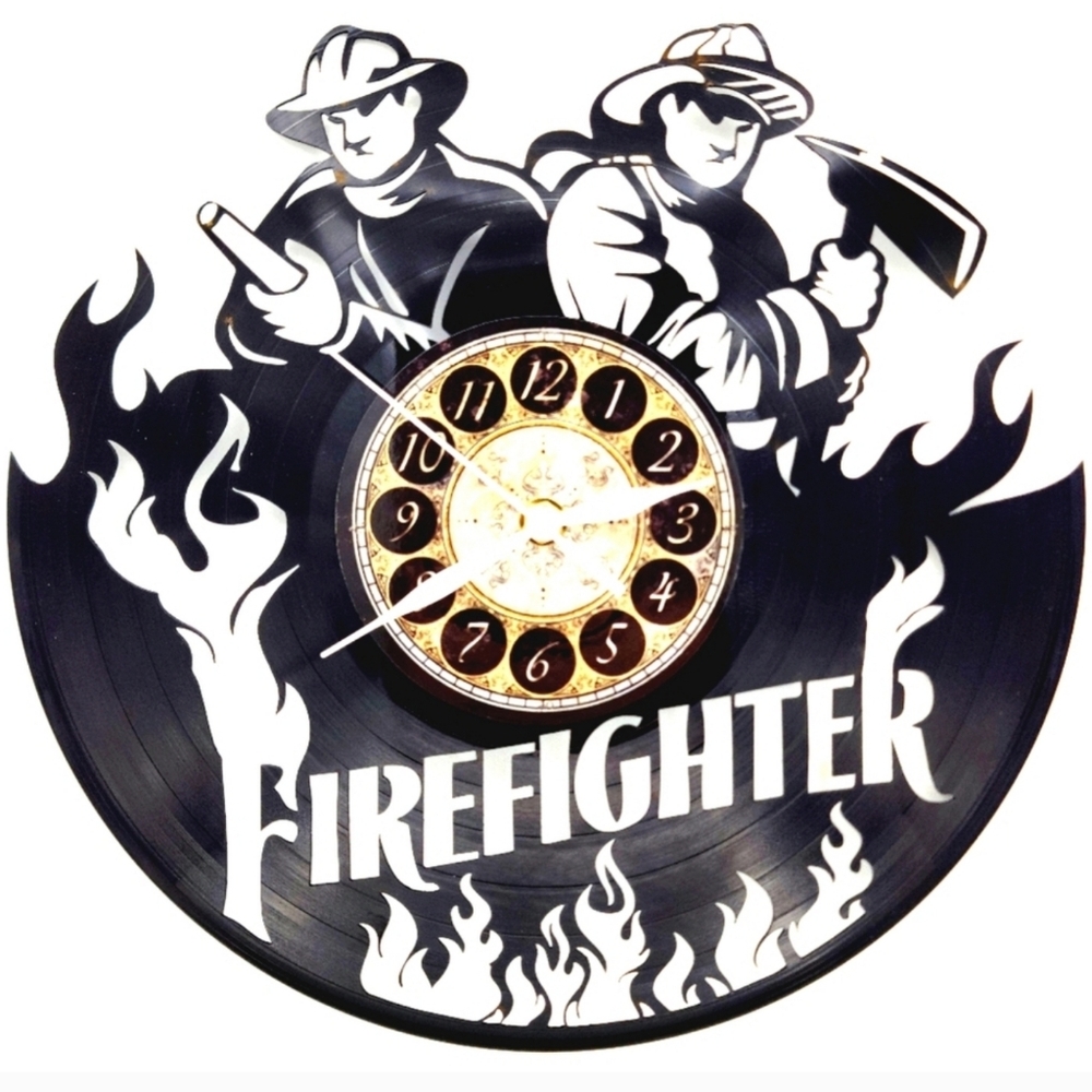 FIREFIGHTER vinyl record clock